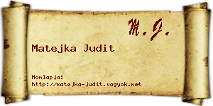 Matejka Judit névjegykártya